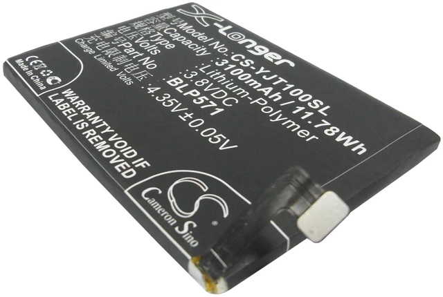 Main image of Battery for OnePlus BLP571 One A0001 SmartPhone CS-YJT100SL 3.8V Li-Polymer