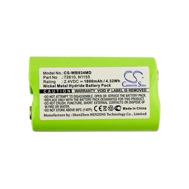 Alt view image 5 of 5 - Battery for Welch-Allyn Compacset 93400 Compact Otoscope 72610 N1155 CS-WB934MD