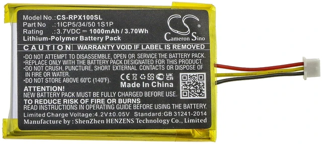 Alt view image 3 of 6 - Battery for Razer OPUS X 1ICP5/34/50 1S1P Wireless Headset CS-RPX100SL 1000mAh
