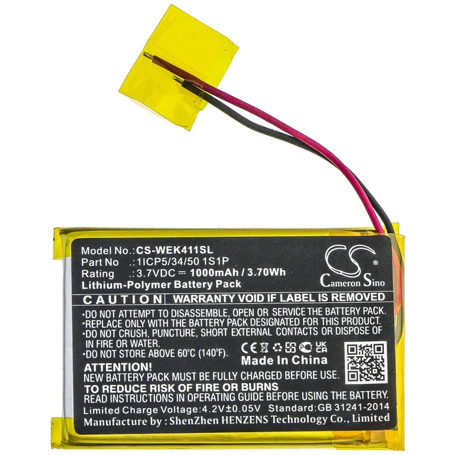 Alt view image 3 of 5 - Battery for Wacom ACK411050 Express Key Remote 1ICP5/34/50 1S1P CS-WEK411SL