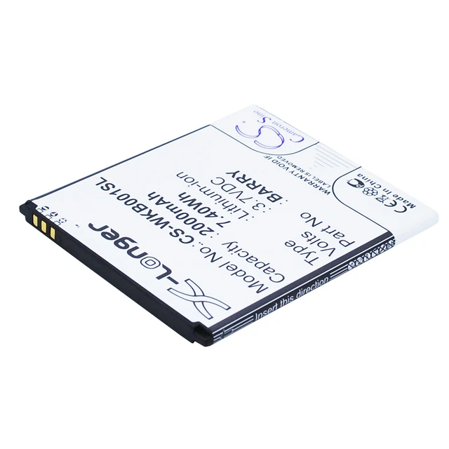 Alt view image 2 of 5 - Battery for Wiko Barry Dual SIM BARRY Mobile SmartPhone CS-WKB001SL X-Longer