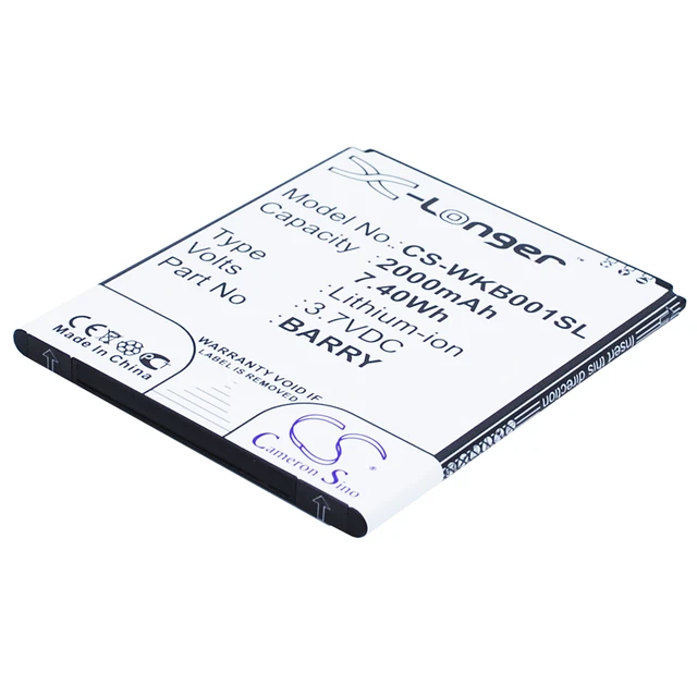 Alt view image 3 of 5 - Battery for Wiko Barry Dual SIM BARRY Mobile SmartPhone CS-WKB001SL X-Longer