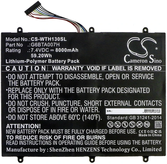 Alt view image 3 of 5 - Battery for Wacom Cintiq Companion 2 DTH-W1300 G6BTA007H Tablet CS-WTH130SL