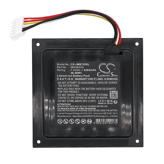 Alt view image 3 of 5 - Battery for JBL IBA064GA ICA002GA PartyBox 110 Bluetooth CS-JMB120SL 7.4V Li-ion