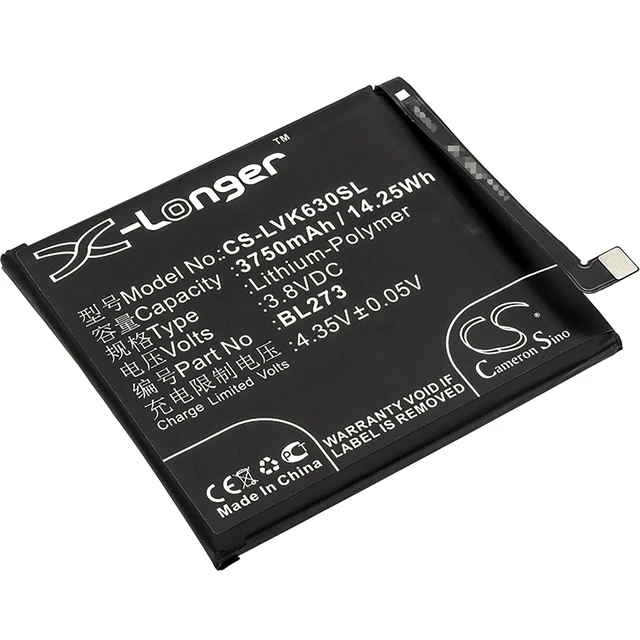 Main image of Battery for Lenovo K6 Note Dual SIM K8 Plus BL273 CS-LVK630SL 14.25Wh X-Longer