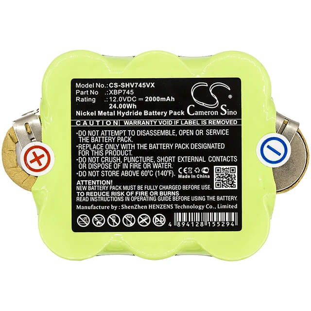 Alt view image 3 of 3 - Battery for Shark SV745 XBP745 Vacuum CS-SHV745VX 12.0v 2000mAh Ni-MH 24.00Wh