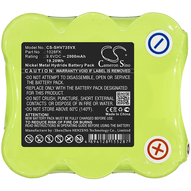 Alt view image 3 of 3 - Battery for Shark SV735 1028FK Vacuum CS-SHV735VX 9.6v 2000mAh Ni-MH 19.20Wh