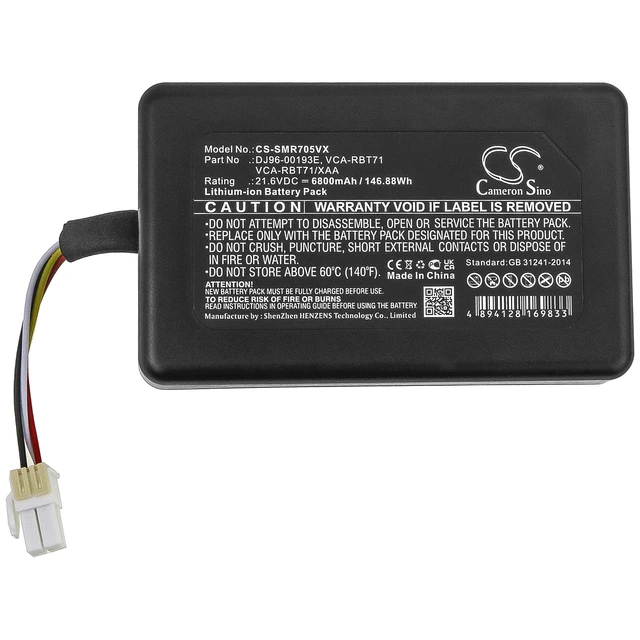 Alt view image 3 of 6 - Battery for Samsung PowerBot R7040 VR1AM7010U5 DJ96-00193E VCA-RBT71/XAA 6800mAh