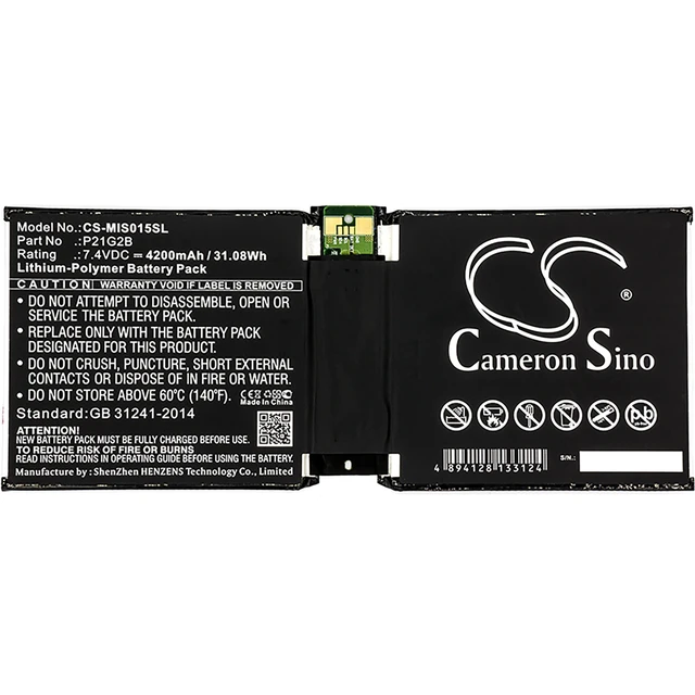 Alt view image 3 of 3 - Battery for Microsoft Surface 2 10.6" RT2 1572 Pluto Surface2 P21G2B CS-MIS015SL