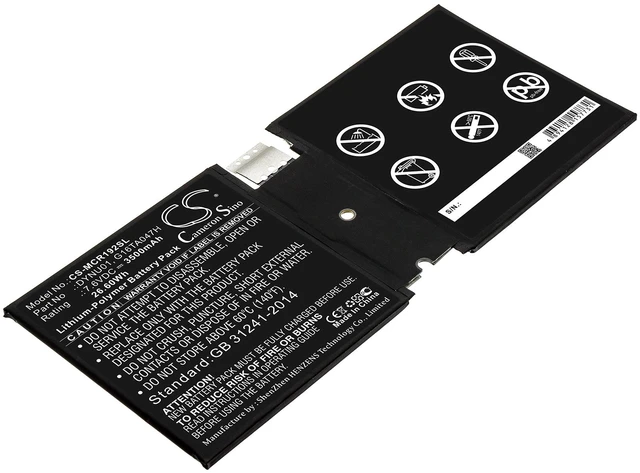 Main image of Battery for Microsoft Surface 1927 Go 2 DYNU01 G16TA047H Tablet CS-MCR192SL 7.6v