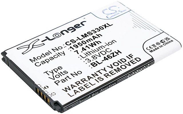 Main image of XL Battery for LG K8 LS675 AT&T GoPhone BL-46ZH EAC63079701 CS-LMS330XL 1950mAh