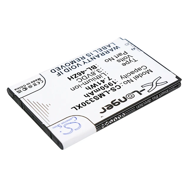 Alt view image 2 of 3 - XL Battery for LG K8 LS675 AT&T GoPhone BL-46ZH EAC63079701 CS-LMS330XL 1950mAh