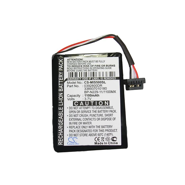 Alt view image 5 of 5 - Battery for Mitac 0392800DR 338937010180 BP-N229-11/1100MX Mio Moov S500 S556