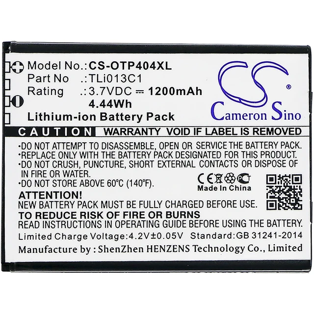 Alt view image 3 of 3 - Battery for Alcatel 4052C 4052R Go Flip V One Touch Cingular OT-4044C TLi013C1