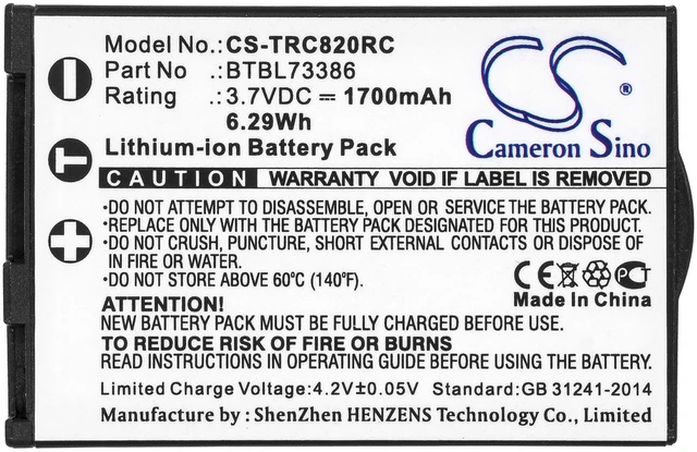 Alt view image 3 of 4 - Battery for URC MXHP-R500 MXHP-R700 R100 RM-2 TRC-1080 TRC-820 BTBL73386 Remote