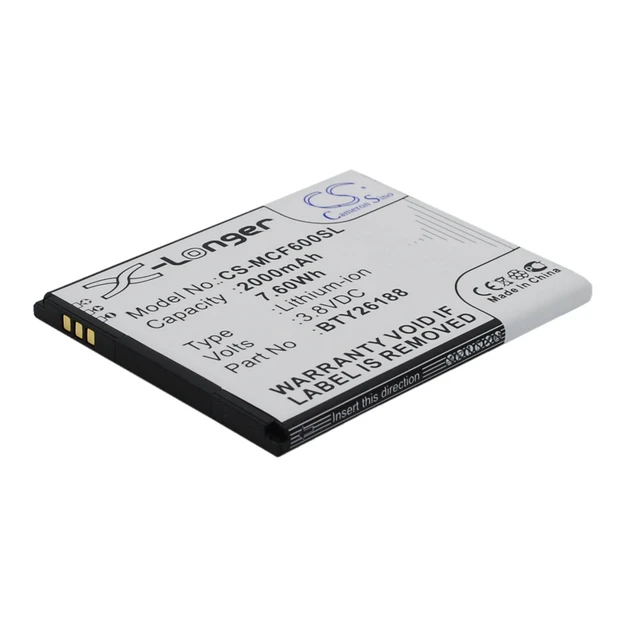 Alt view image 2 of 5 - Battery for Mobistel Cynus F6 POSH E500A Titan HD BTY26188 B01-E500 CS-MCF600SL