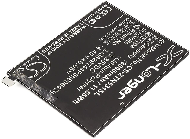 Alt view image 2 of 6 - Battery for ZTE Nubia M2 Lite X8 Z11 NX531 NX531J NX573J Li3829T44P6h806435