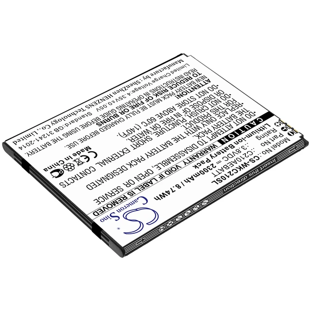 Alt view image 2 of 3 - Battery for Wiko C210 Life C210AEBATT Mobile SmartPhone CS-WKC210SL 3.8v 2300mAh