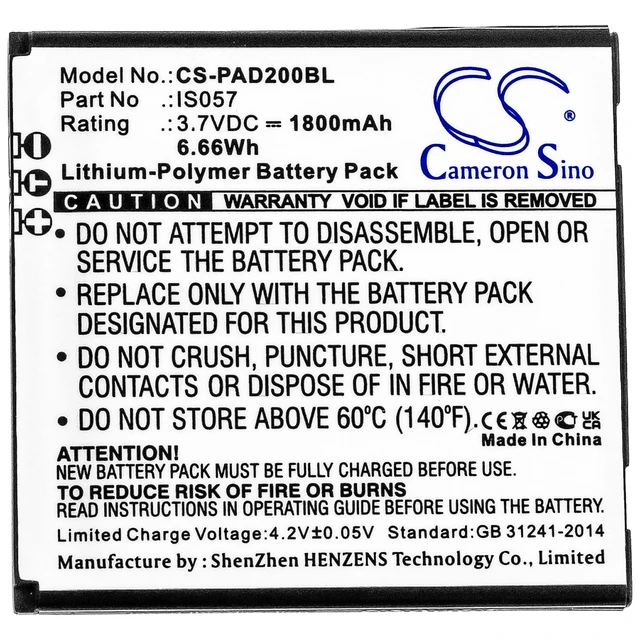 Alt view image 3 of 4 - Battery for Pax D200 D200T IS275 Mini myPOS IS057 Payment Terminal CS-PAD200BL