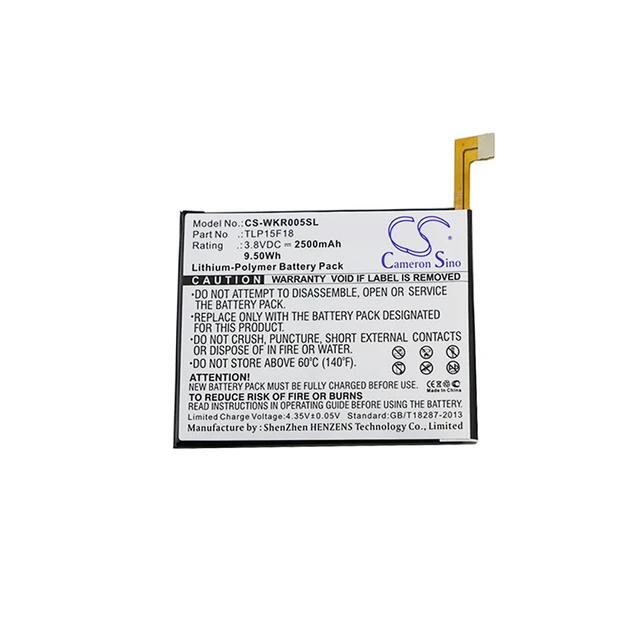 Alt view image 3 of 5 - Battery for Wiko Rainbow Up 4G Dual SIM LTE TLP15F18 TLP15G07 CS-WKR005SL 3.8V