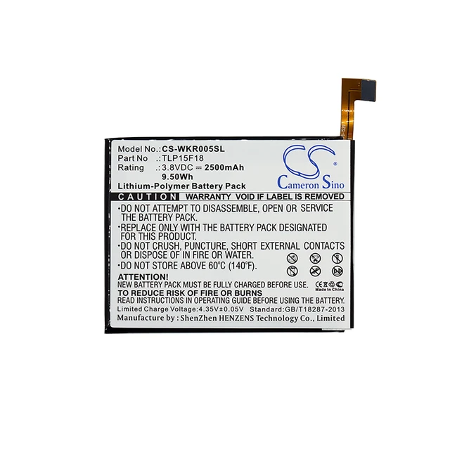 Alt view image 5 of 5 - Battery for Wiko Rainbow Up 4G Dual SIM LTE TLP15F18 TLP15G07 CS-WKR005SL 3.8V