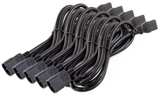 Main image of 5-pack Power Extension cable 6ft Black C13 Female C14 Male 16AWG 10A 110V-250V