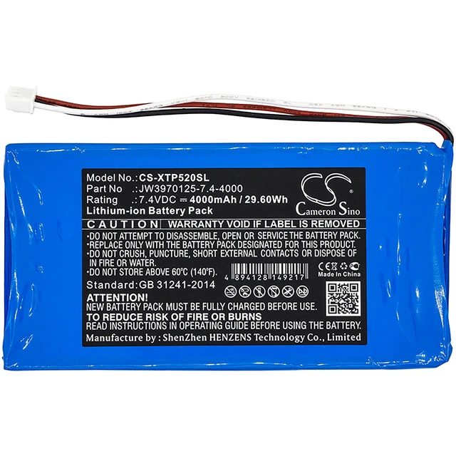 Alt view image 3 of 5 - Battery for XTOOL P52 JW3970125-7.4-4000 Diagnostic Scanner CS-XTP520SL 4000mAh