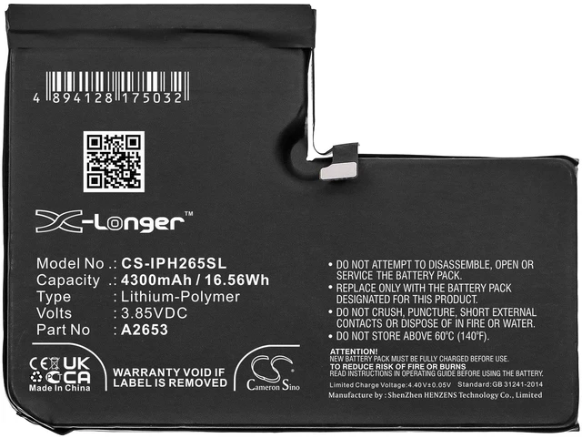 Alt view image 3 of 5 - Battery for Apple iPhone 13 Pro Max 5G A2645 A2653 A2641 A2643 A2644 A2645 A2484