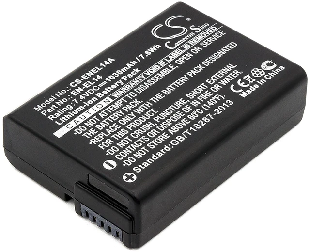 Main image of Battery for Nikon Coolpix D3100 D3200 D3300 D5500 D5600 EN-EL14 EN-EL14a 1030mAh
