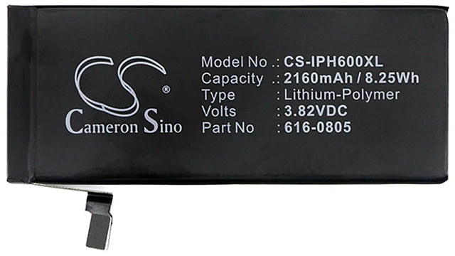Alt view image 5 of 5 - XL Battery for Apple iPhone 6 616-0804 616-0805 616-0806 616-0809 3.82v 2160mAh