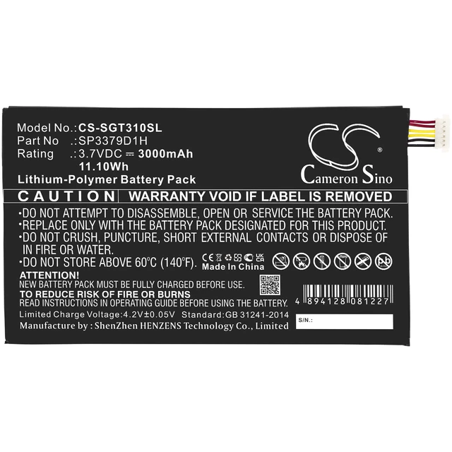 Alt view image 3 of 6 - Battery for Samsung Galaxy Tab 3 8.0 Tab3 SM-T310 T315 AAaD415JS/7-B SP3379D1H