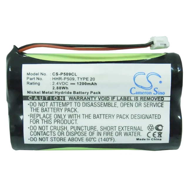 Alt view image 5 of 6 - Battery for Panasonic HHR-15F2G3 HHR-P509 HHR-P509A PQHHR150AA23 TYPE20 AT&T 509