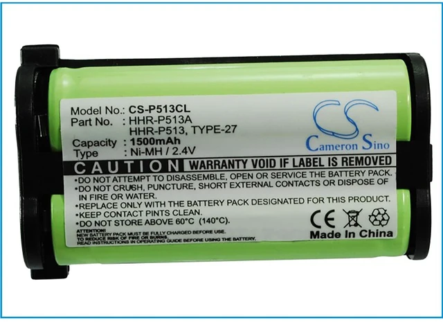 Alt view image 5 of 5 - Battery for Panasonic HHR-P513A TYPE 27 AT&T GE HHR-P513 26423 86423 TL26423