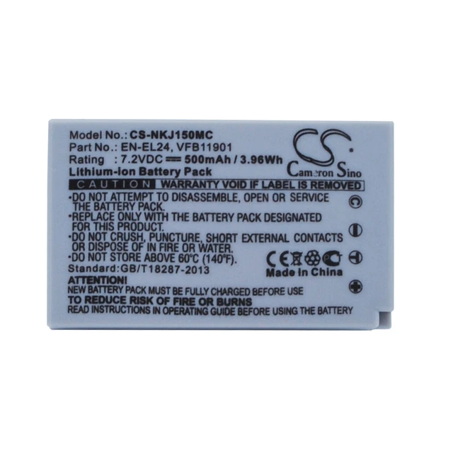 Alt view image 5 of 5 - Battery for Nikon 1 J5 EN-EL24 ENEL24 VFB11901 Camera CS-NKJ150MC 7.2v 500mAh