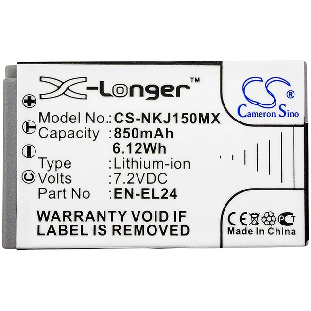 Alt view image 3 of 3 - Battery for Nikon 1 J5 EN-EL24 VFB11901 3790 Mirrorless Camera CS-NKJ150MX 850mA