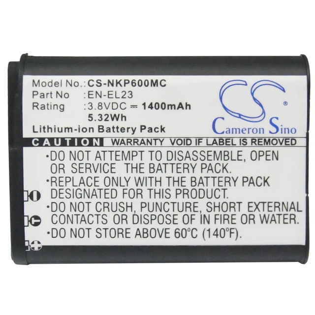 Alt view image 5 of 5 - Battery for Nikon Coolpix P600 P610 P610s P900 P900s S810c ENEL23 EN-EL23 1400mA