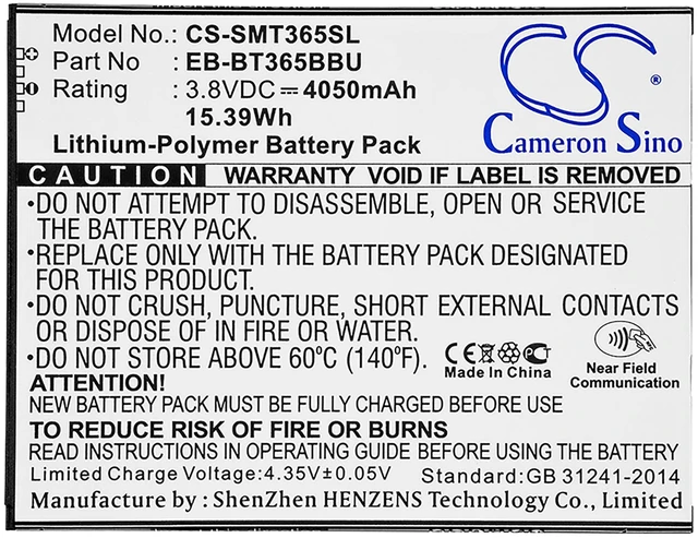 Alt view image 3 of 3 - Battery for Samsung Galaxy Tab Active 2 8.0 SM-T360 T365 EB-BT365BBC EB-BT365BBE