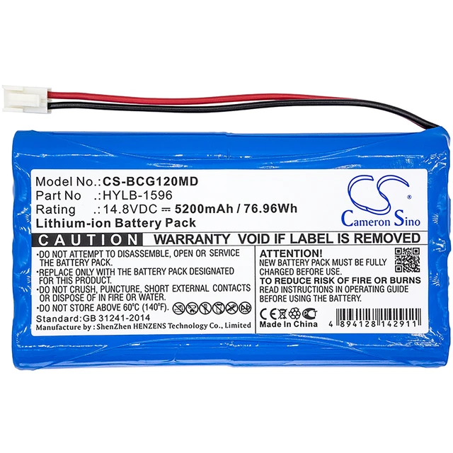 Alt view image 3 of 4 - Battery for Biocare IE12 IE12A HYLB-1596 CS-BCG120MD 14.8v 5200mAh 76.96Wh