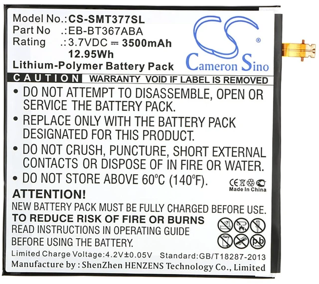 Alt view image 5 of 5 - Battery for Samsung Galaxy Tab 5 A 8.0 2017 SM-T377 T380 EB-BT367ABA GH43-04539A