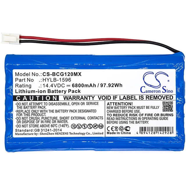 Alt view image 3 of 4 - Battery for Biocare IE12A HYLB-1596 IE12 CS-BCG120MX 14.4v 6800mAh 97.92Wh