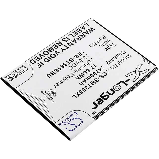 Alt view image 2 of 3 - Battery for Samsung Galaxy Tab Active 2 8.0 M-T395C SM-T390 GH43-04317A 4700mAh