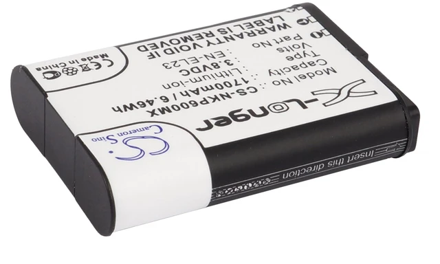 Alt view image 2 of 5 - Battery for Nikon Coolpix P900 P900s S810c P600 P610 P610s EN-EL23 3.8v 1700mAh