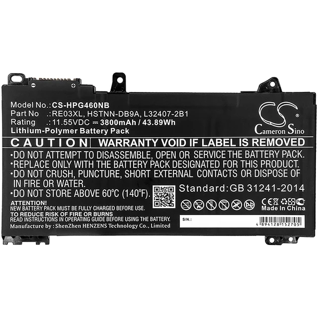 Alt view image 5 of 5 - Battery for HP ProBook 450 HSTNN-0B1C HSTNN-DB9A HSTNN-OB1C L32407-2B1 RE03XL