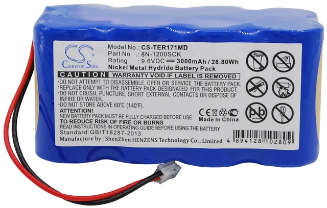 Main image of Battery for Terumo pump TE-171 TE-172 8N-1200SCK CS-TER171MD 9.6v 3000mAh Ni-MH
