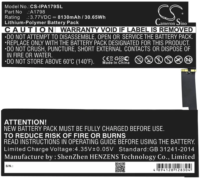 Alt view image 3 of 3 - Battery for Apple A1701 A1709 A1852 iPad Pro 10.5 2017 10.5" MPDY2LL/A A1798