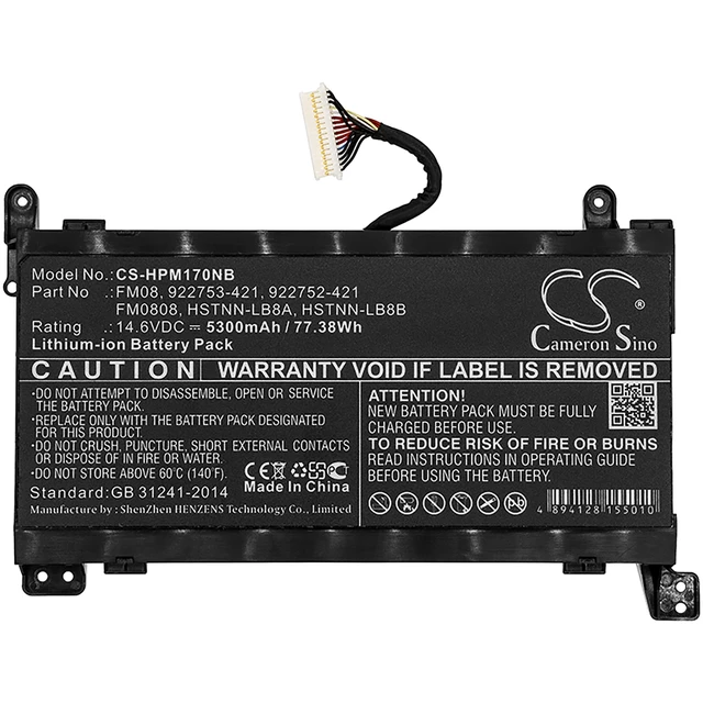 Alt view image 3 of 4 - Battery for HP Omen 17 922752-421 922753-421 922976-855 922977-855 FM08 TPN-Q195