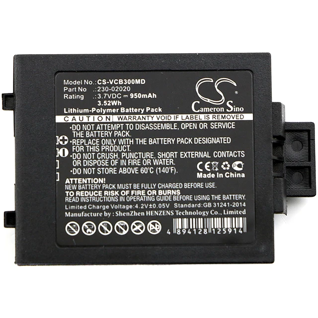 Alt view image 5 of 5 - Black Battery for Vocera B3000N B3000 B3000E 230-01924 230-02020 CS-VCB300MD