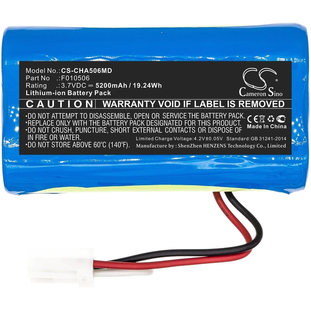 Alt view image 3 of 6 - Battery for Cardinal Kangaroo Joey Feeding Pump F010506 CS-CHA506MD 5200mAh