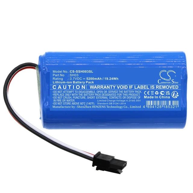 Alt view image 3 of 5 - Battery for Simplehuman Mirror SH1S2P SH03 CS-SSH003SL 3.7v 5200mAh Li-ion