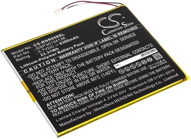 Main image of Battery for Barnes & Noble BNTV650 Nook 10.1 GSP30134138 Tablet CS-BNR650SL 3.8v
